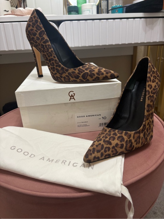 Good American Shoes - Good American Leopard-Print Pointed Toe Stiletto Heels - Brown/Black